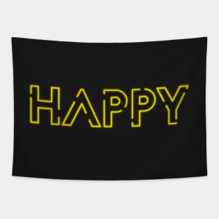 Happy Yellow Neon Sign Tapestry