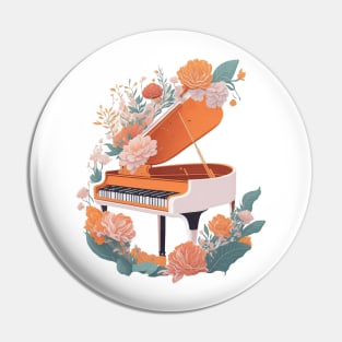 Piano and Flowers Pin