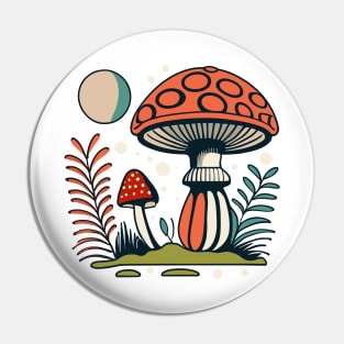 Watercolor Cottagecore Mushroom Pin