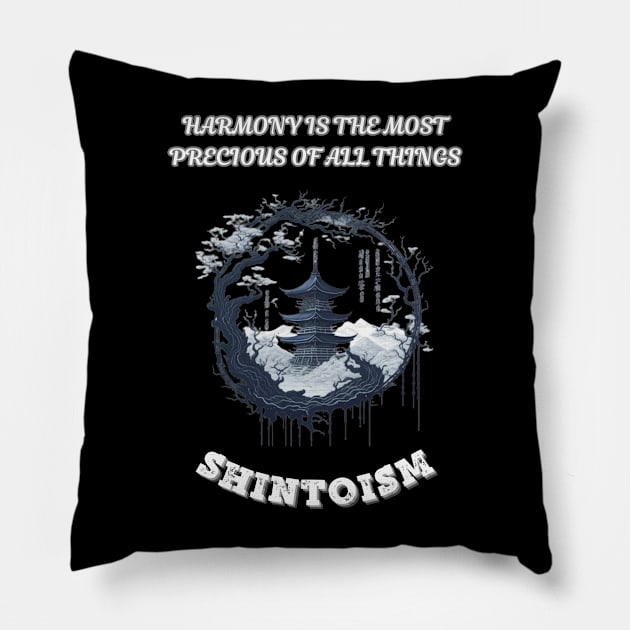 Shintoism, Harmony is the Most Precious of All Things Pillow by Smartteeshop