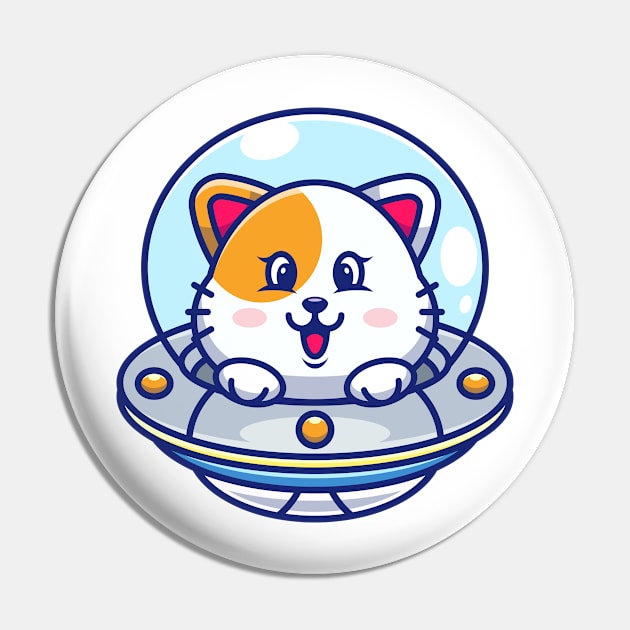Cute cat flying with spaceship ufo cartoon Pin by Wawadzgnstuff