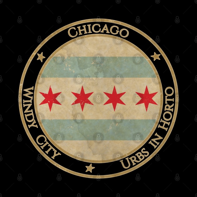 Vintage Chicago USA United States of America American Illinois State Flag by DragonXX