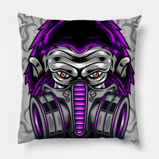 Gorilla with Gas Mask Illustration 05 Pillow