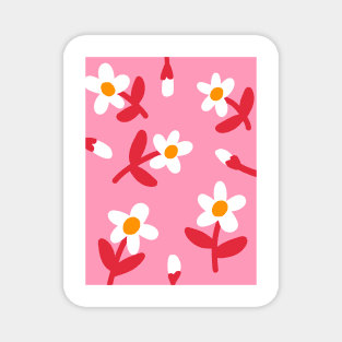 Pink Floral Pattern Magnet