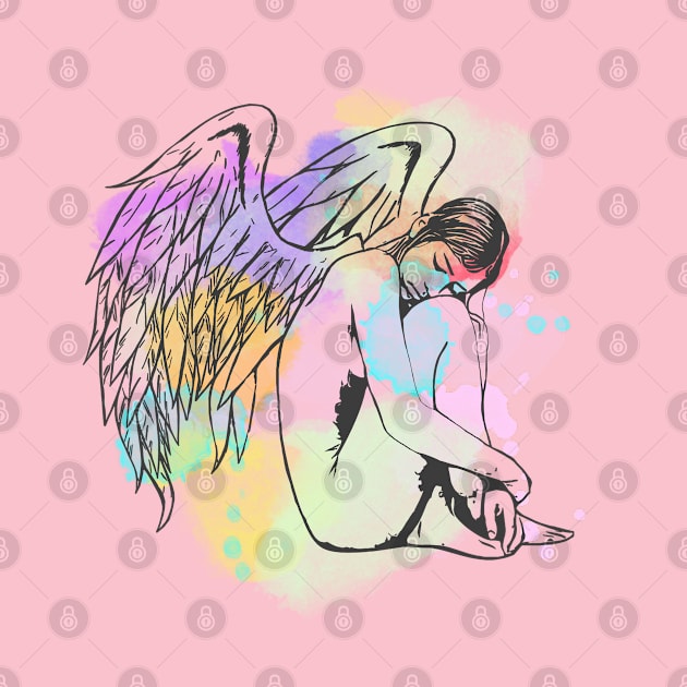 Watercolour Sleeping Angel by dankdesigns