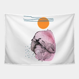 abstract watercolor botanical illustration. Minimalistic boho style Tapestry