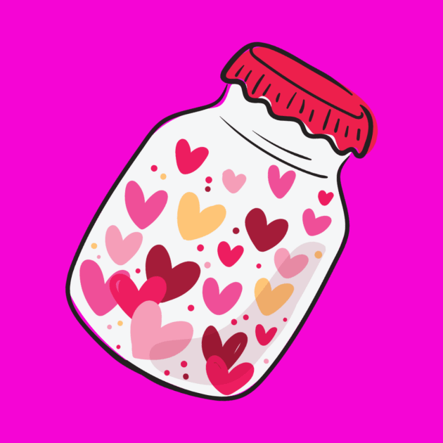 Jar of colored hearts by k&f