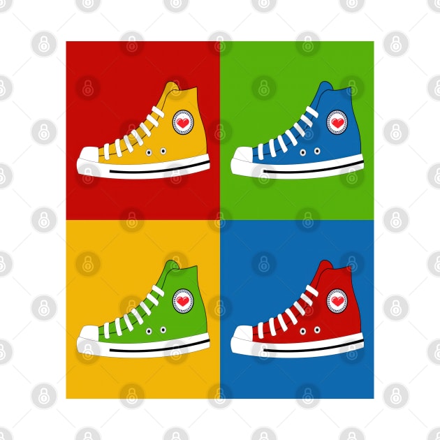 High-Tops in Vivid Blocks: Pop Art Kicks by TooplesArt