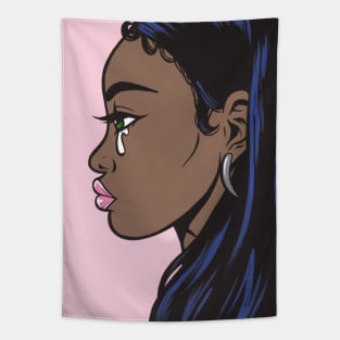 Black Crying Comic Girl Tapestry