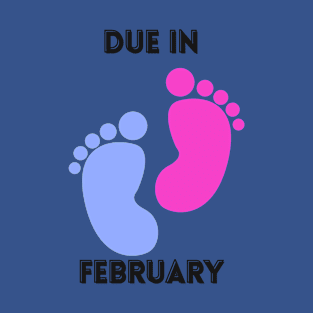 Due in February Footprint Design for Mom to Be T-Shirt