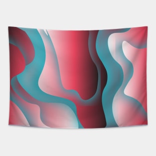 pink blue abstract contain wave Tapestry