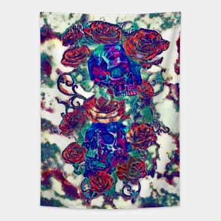 Two skulls in roses (Surrealism) Tapestry