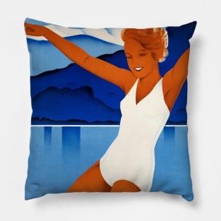 Vintage Travel Poster Switzerland Flims Pillow