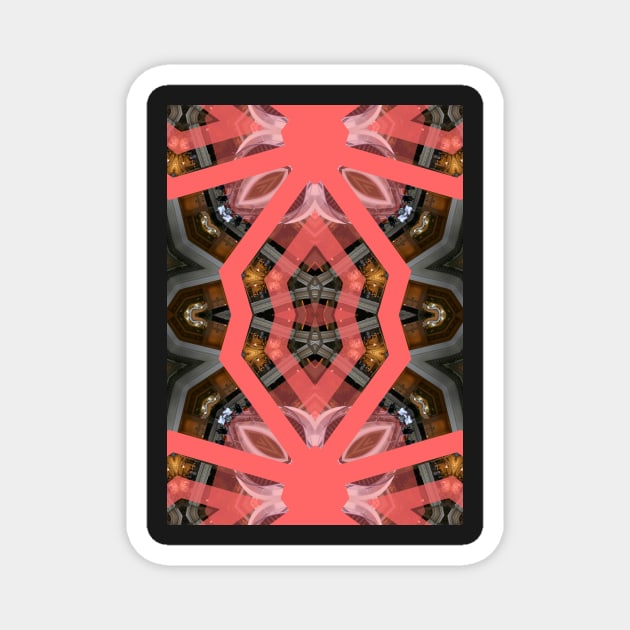 Living Coral Pantone Colour of the Year 2019 pattern decoration with neoclassical architecture Magnet by Reinvention