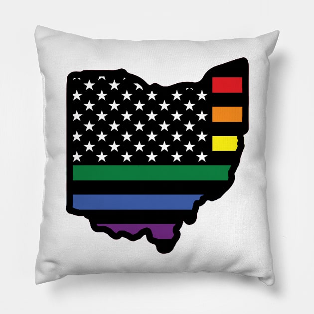 Rainbow Flag Ohio Flag Pillow by DarkwingDave