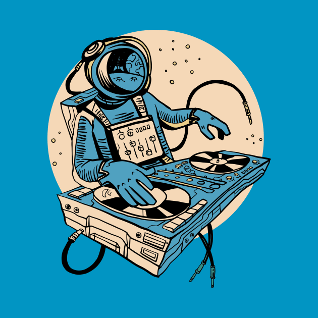 Astronaut DJ Spinning in Outer Space by SLAG_Creative