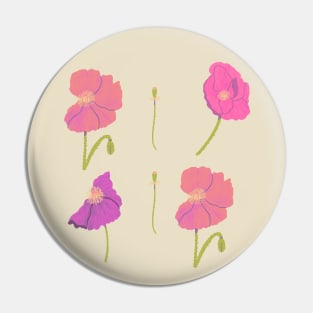 Poppy Flowers in Pink Pin