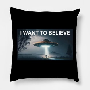 I want to Believe Secluded Road at Night Pillow