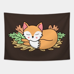 Cute Sleeping Orange Fox Tapestry
