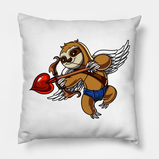 Cupid Sloth Valentines Day Pillow by underheaven