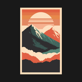 Linear Sunset Mountain Range T-Shirt