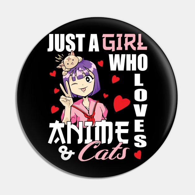 Just A Girl Who Loves Anime And Cats Pin by Tesign2020