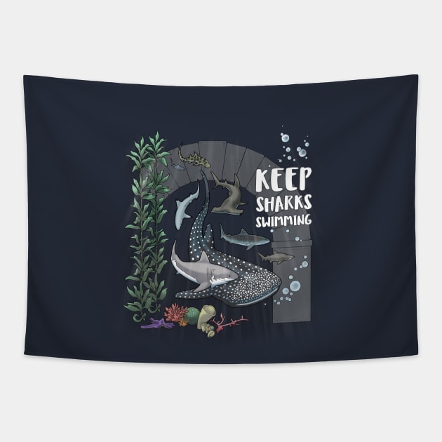 Keep Sharks Swimming Tapestry by Seventoes