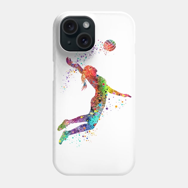 Volleyball Girl Watercolor Painting Art Print Sports Gifts Phone Case by LotusGifts