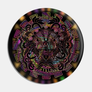 Aztec Sun Psychedelic Mask Pin