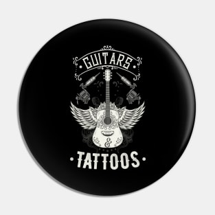 Guitars And Tattoos Vintage Guitarist Tattooed Pin