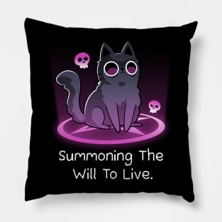 Summoning The Will To Live Cat Pillow