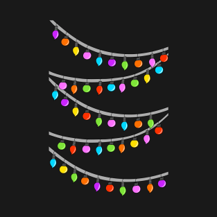 Colorful Rainbow Ornament String Lights Christmas Tree Design, made by EndlessEmporium T-Shirt