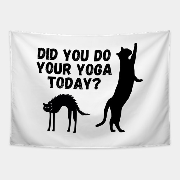 Did you do your yoga today? | Cat stretching design Tapestry by Enchantedbox