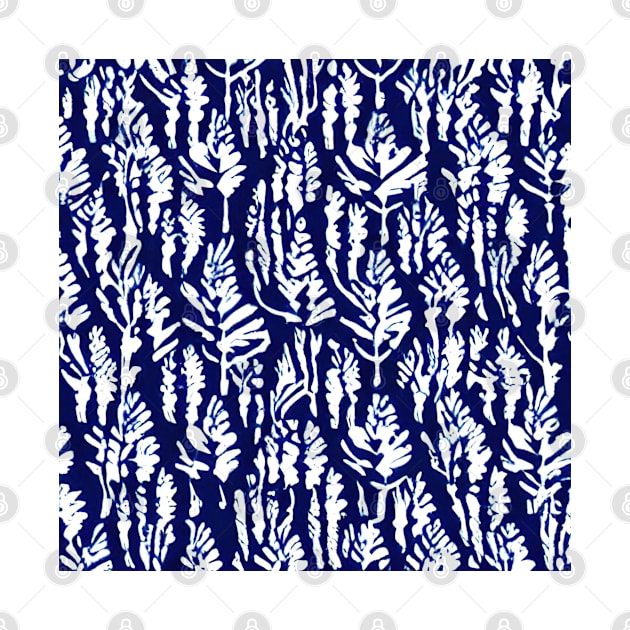 Blue and Navy Floral brush strokes pattern background by Alekxemko