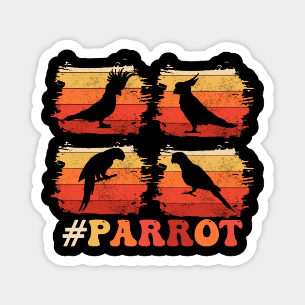 Parrot Bird Vintage Distressed Retro Style Silhouette 70s Magnet by KRMOSH