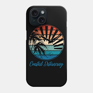 Social Distancing vs Coastal Distancing Solo Seagull on Retro Sunset Phone Case