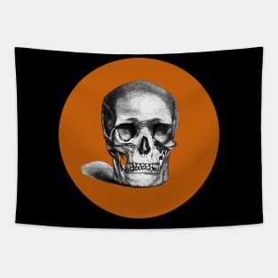 Halloween Skull in Black and Orange Tapestry