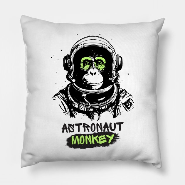 Monkey Astronaut Astrochimp Odyssey Pillow by neverland-gifts