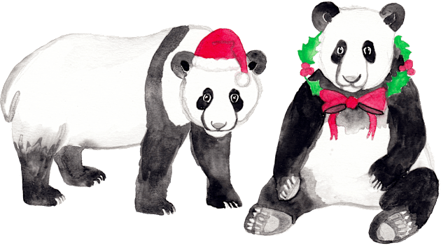 Deck The Halls With Pandas Kids T-Shirt by tangerinetane