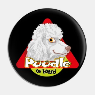 Giant Poodle on Board - White Pin