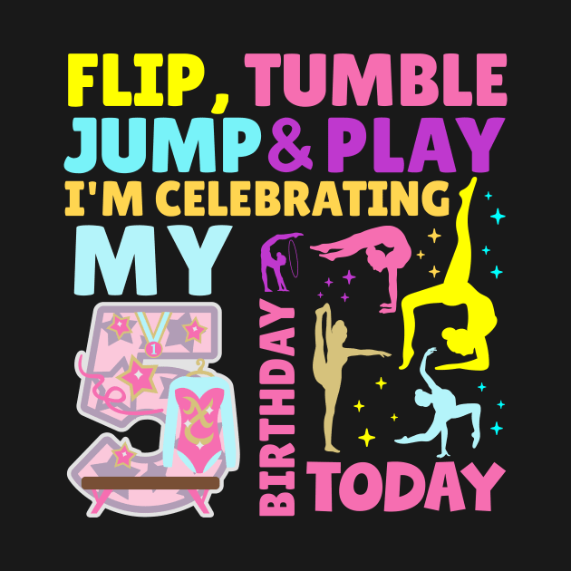Girls 5th Birthday Gymnastics Themed Party Kids Five Year Old by HollyDuck