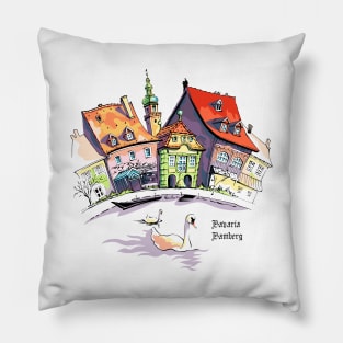 Vector sketch of Little Venice in Bamberg Pillow