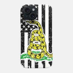 Distressed Flag & Don't Tread On Me Black Phone Case