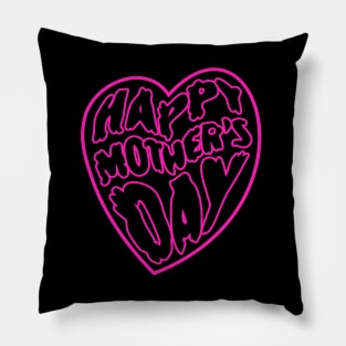 Happy Mother's Day Heart #5. Psychedelic Rock Art Nouveau Retrowave Pink Aesthetics Pillow