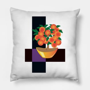 Tangerine tree in a golden vase Pillow