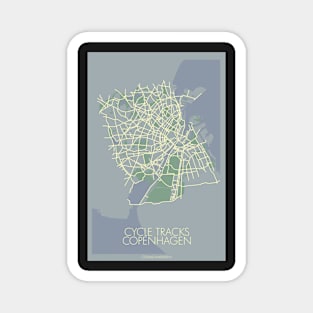 Cycle Tracks - Copenhagen - Blue (with map) Magnet