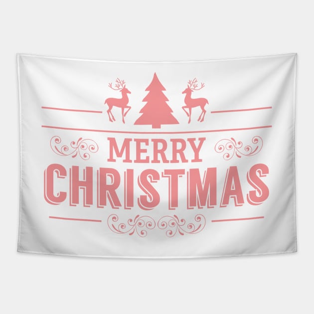 Red Merry Christmas Retro Typography Design Tapestry by JakeRhodes