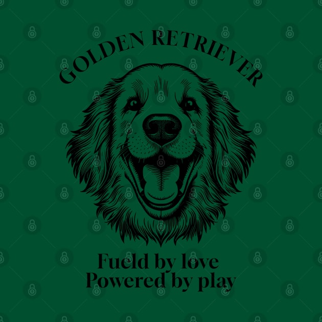 Happy Golden Retriever Vintage Graphic Illustration in Black and White by Tintedturtles