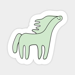 Cute Silly Simple Minimalist Pastel Green Horse Small Icon Magnet