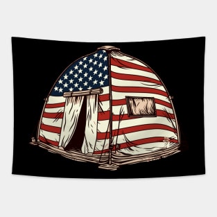 Camping Tent American Flag 4th Of July Camper Patriotic Camp Tapestry